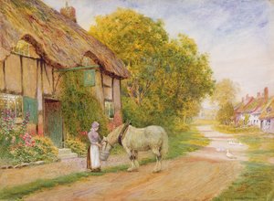 Fuera de la posada del pueblo de Arthur Claude Strachan